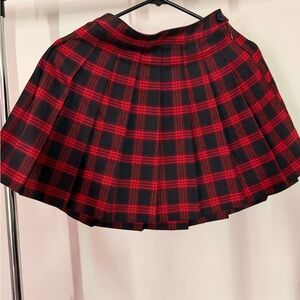 SHEIN Red and Black Plaid Circle Skirt